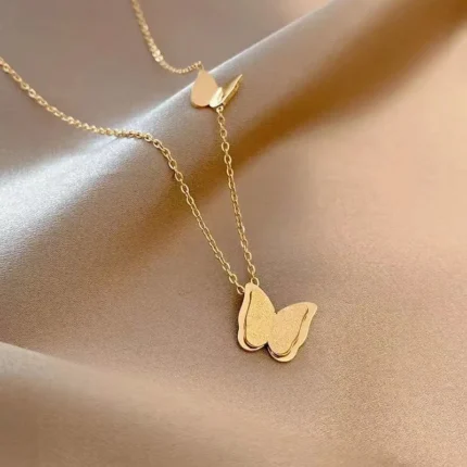 Stainless Steel Glitter Women Butterfly Pendant