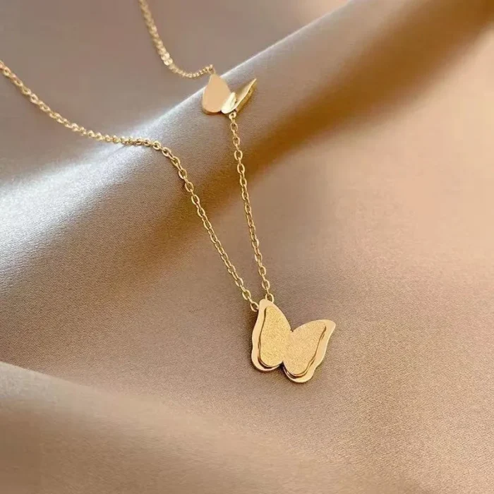 Stainless Steel Glitter Women Butterfly Pendant - Image 1