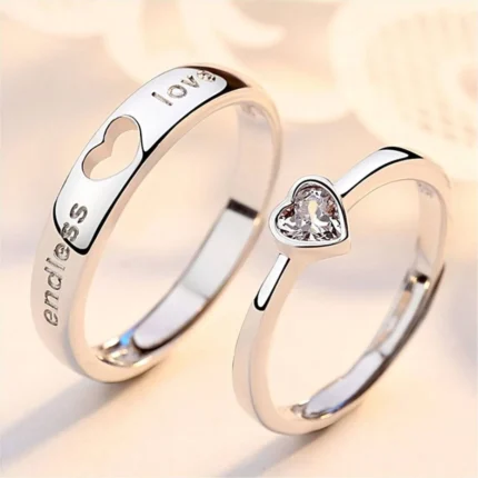 Luxury Zircon Heart Couple Rings